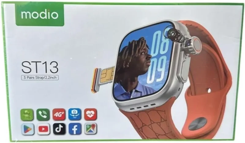 ساعة تلفون بشريحة وكاميرا Modio ST13 مواصفات 4GB RAM و64GB لون سيلفر