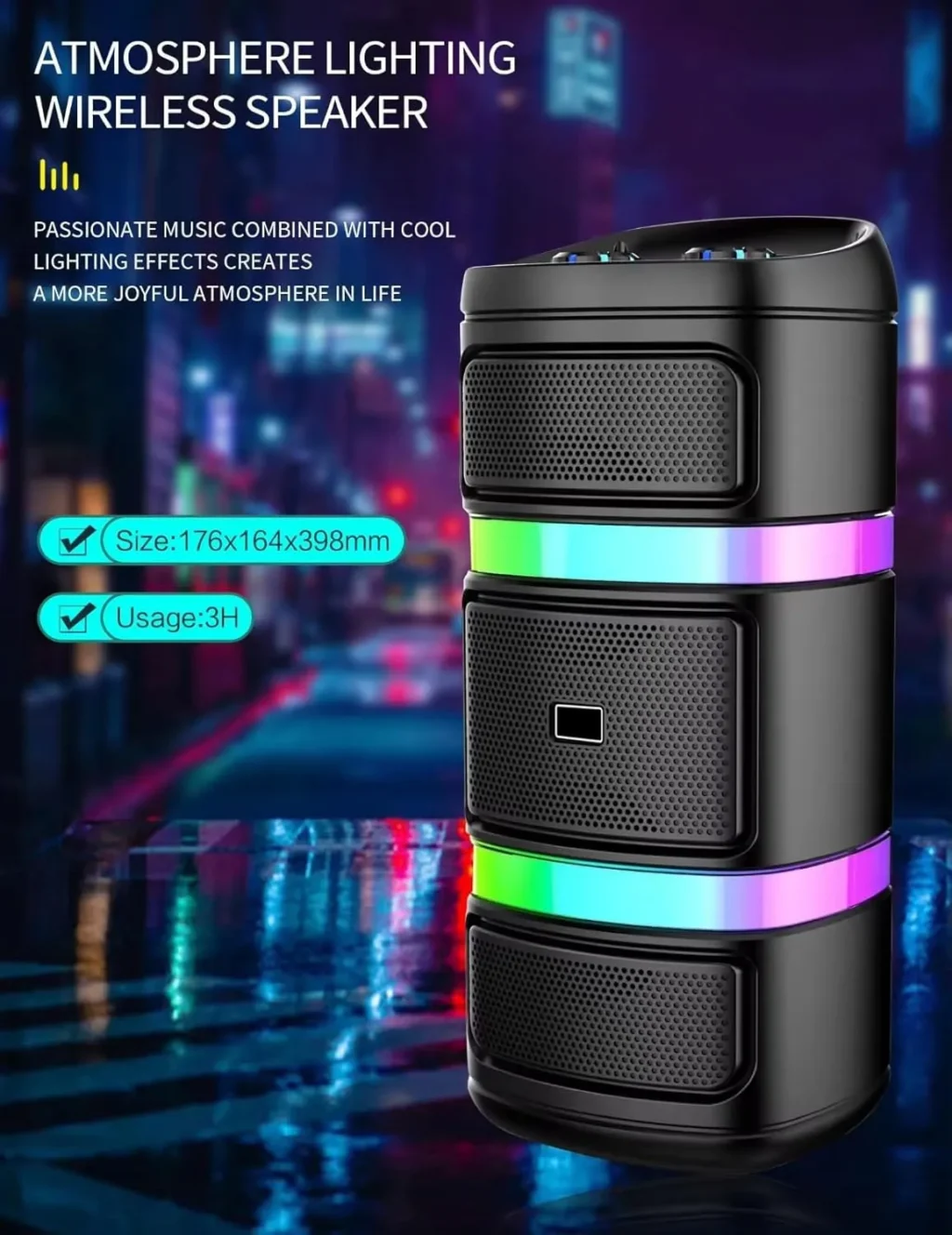 سماعة صب JL-4488 Bluetooth صوت ستيريو وإضاءة RGB