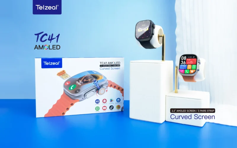 ساعة بشريحة كيرف Telzeal tc41 ذاكرة 64 جيجا رامات 4 جيجا لون سيلفر