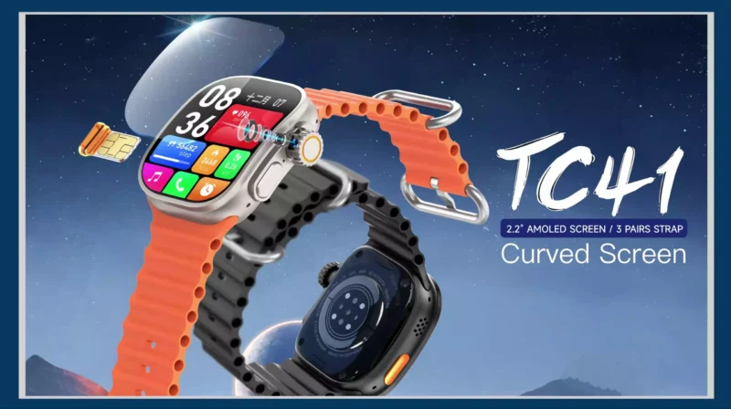 ساعة بشريحة كيرف Telzeal tc41 ذاكرة 64 جيجا رامات 4 جيجا لون سيلفر