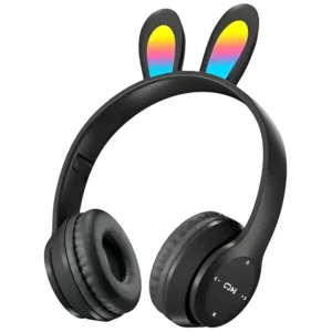هيدفون بناتى بلوتوث b12 headphones شكل ارنب مضيئة لون اسود