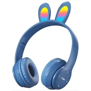 هيدفون بناتى بلوتوث b12 headphones شكل ارنب مضيئة لون كحلى