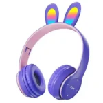هيدفون بناتى بلوتوث b12 headphones شكل ارنب مضيئة - بنفسجى