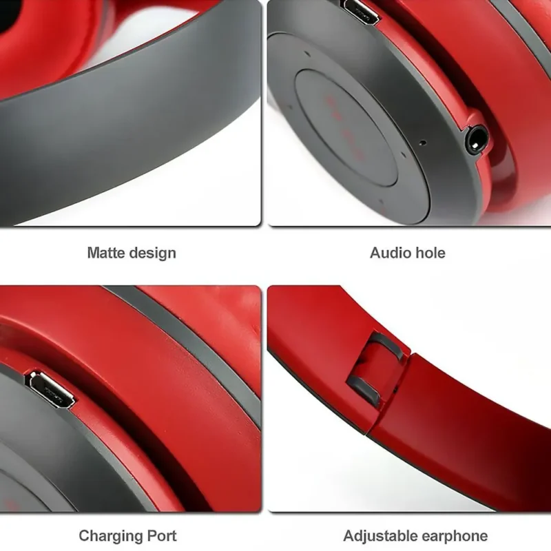 سماعة رأس لاسلكية p47 headphone هيدفون بلوتوث لون احمر