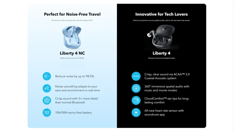 سماعة انكر ليبرتي soundcore liberty 4 nc الغاء الضوضاء التكيفى
