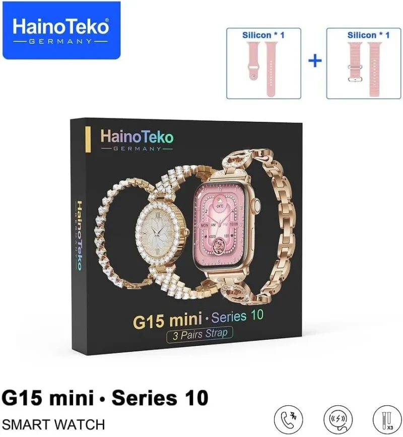 ساعة سمارت حريمي haino teko g15 mini series 10 مع 3 استراب