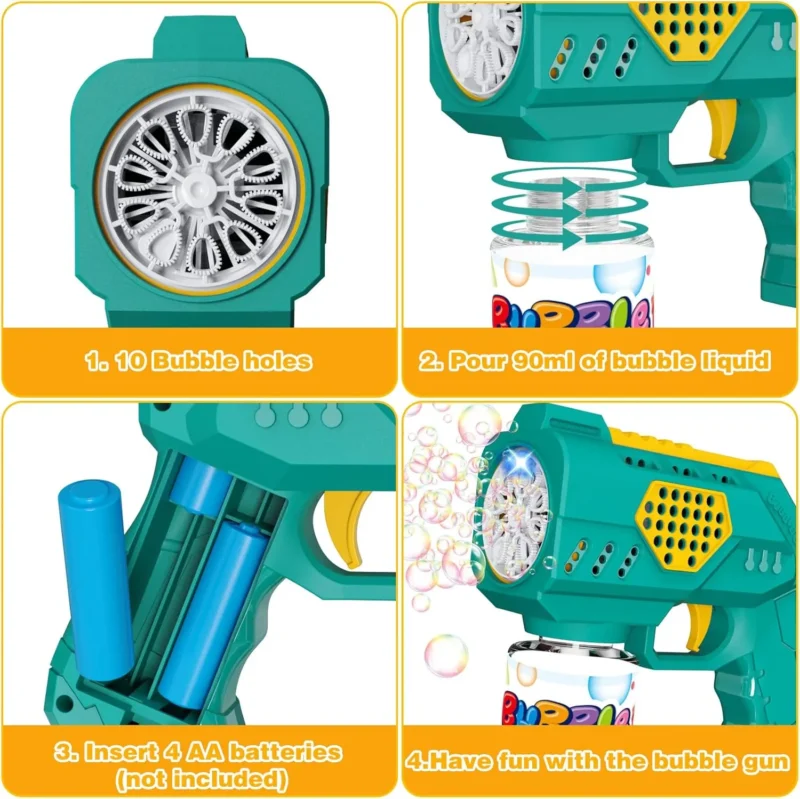 مسدس فقاعات صابون اوتوماتيك بابلز Bubble Gun لون اخضر