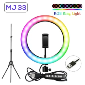 رينج لايت للموبايل للتصوير سيلفي mj33 rgb ring light