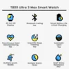 ساعة الترا t800 ultra 3 smart watch بلوتوث لون اسود