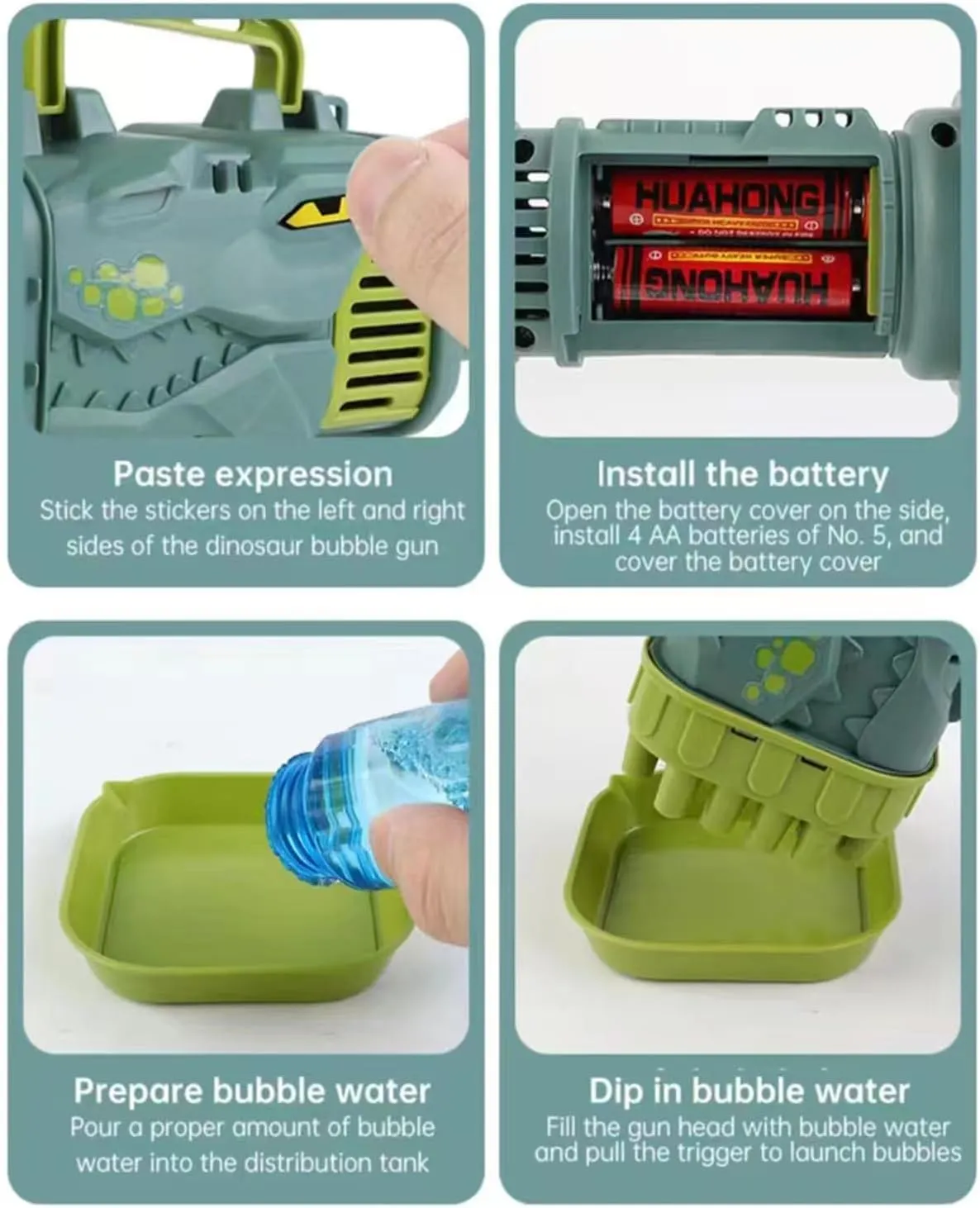 مسدس بابلز كبير 32 فتحة ترند فقاعات الصابون شكل ديناصور 18 مسدس بابلز كبير 32 فتحة ترند فقاعات الصابون شكل ديناصور لون اخضر ليمونى