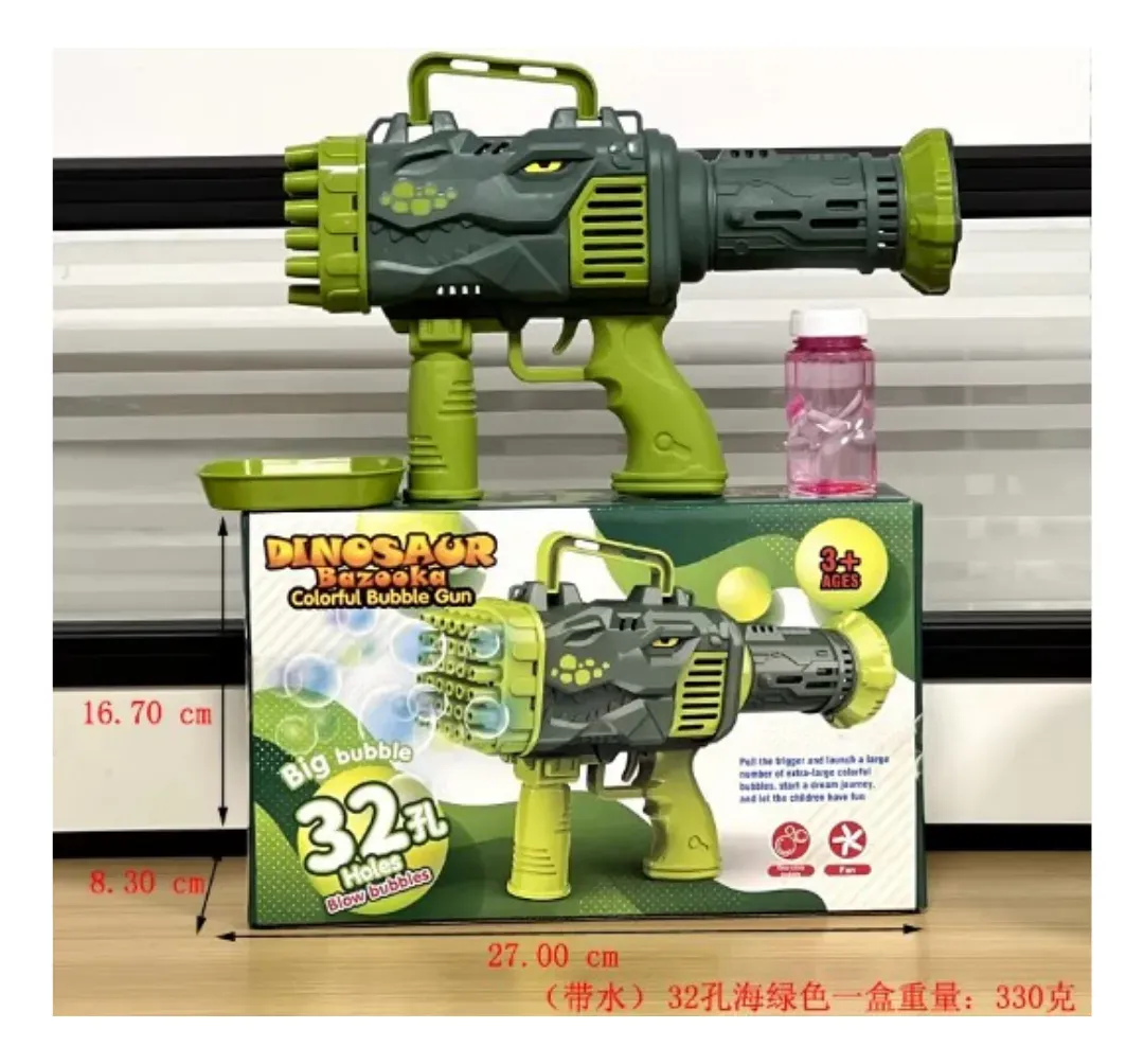 مسدس بابلز كبير 32 فتحة ترند فقاعات الصابون شكل ديناصور 21 مسدس بابلز كبير 32 فتحة ترند فقاعات الصابون شكل ديناصور لون اخضر ليمونى