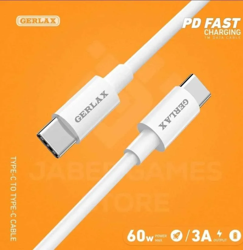 كابل شحن type c to type c شحن سريع 60 وات PD D4T من GERLAX