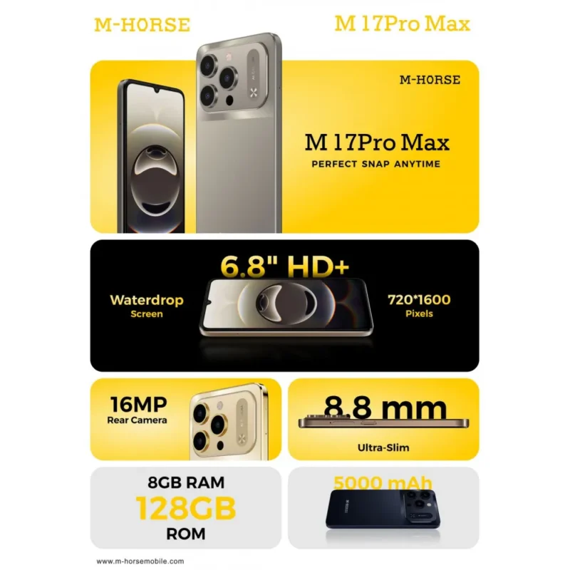موبايل ام هورس M-Horse 17 Pro Max شبيه الايفون 8GB -128GB
