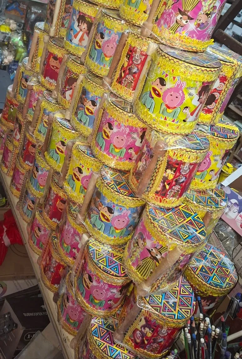 طبلة مسحراتي للأطفال بيد زان شغل لوكس بخشب طبيعي لرمضان