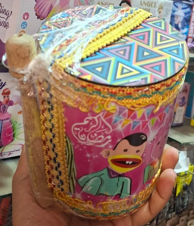 طبلة مسحراتي للأطفال بيد زان شغل لوكس بخشب طبيعي لرمضان