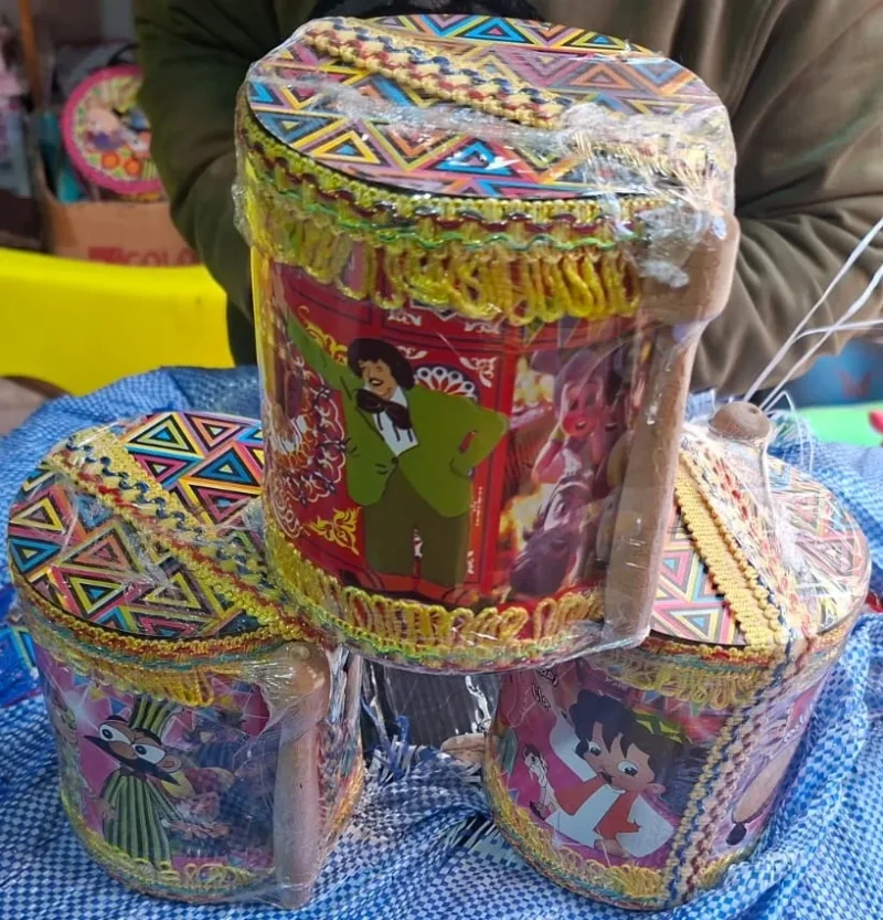 طبلة مسحراتي للأطفال بيد زان شغل لوكس بخشب طبيعي لرمضان