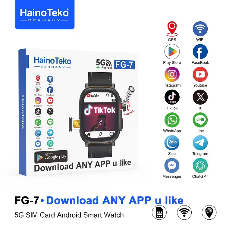 ساعة ذكية بشريحة وكاميرا haino teko fg 7 5g تدعم WiFi, GPS